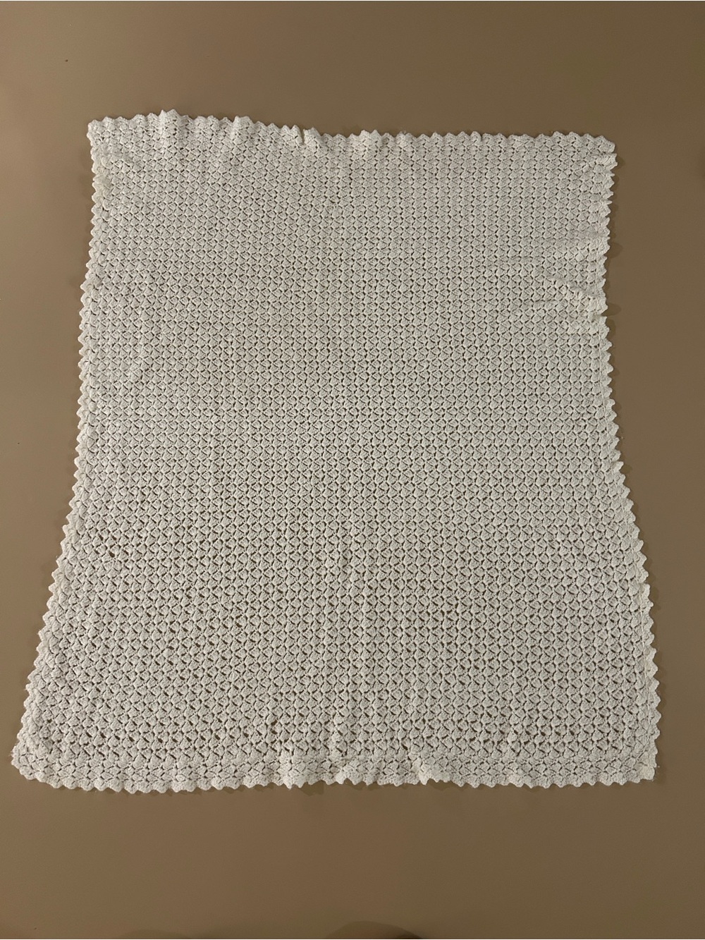 Vintage Handmade White Crochet Blanket